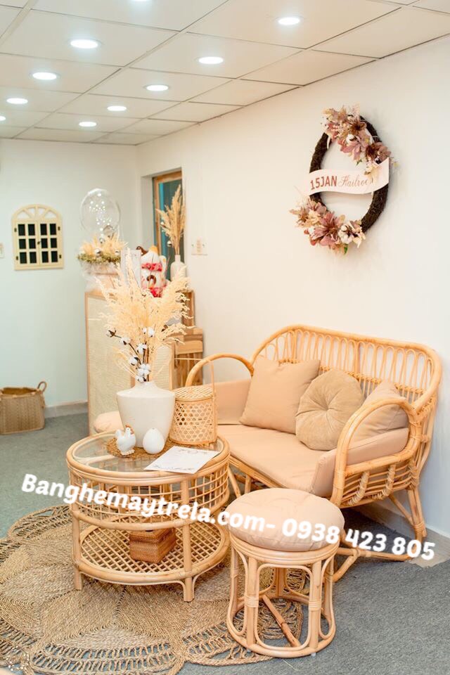 Bàn ghế mây nhỏ gọn phòng khách